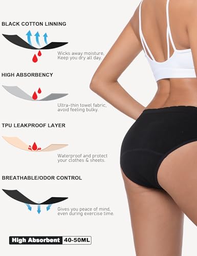Image of ECO PERIOD Seamless Period Panties Heavy Flow Period Underwear for Women | Leakproof Menstrual Underwear, Incontinence Briefs, Soft Postpartum Panties, No Show Period Panty, Overnight Protection