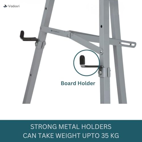 Image of 5 Feet Heavy Duty Folding Easel Stand for White Board, Black Board, Notice Board & Sun Board | Adjustable Display Stand for Presentation, Office, Advertisement | Holds up to 3 x 4 Feet Boards | Grey | Supports whiteboards, blackboards and notice boards up to 3 x 4 ft for presentations and display.