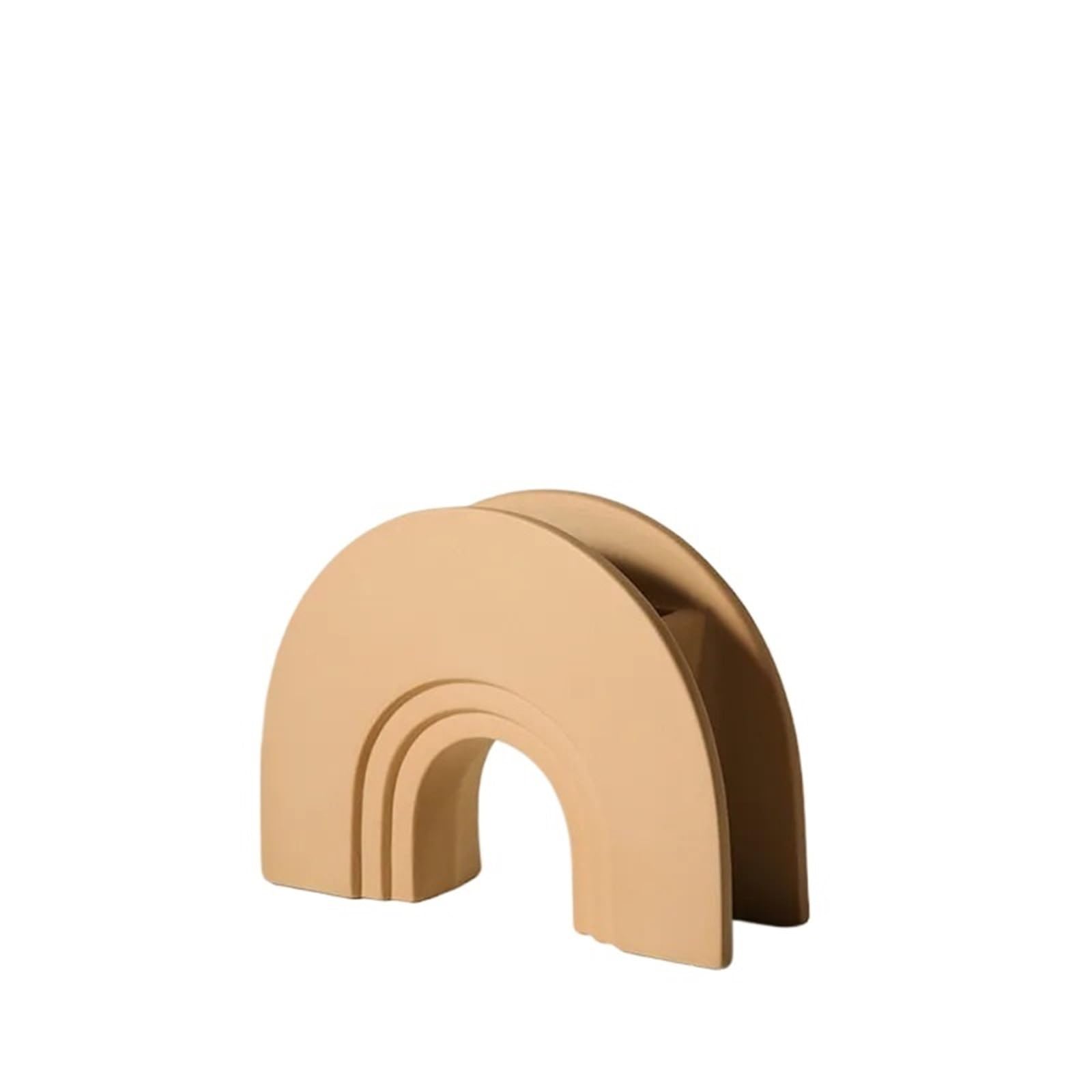 Geometric Vase Ceramic Vase Arch Bridge Semicircle Geometric Stripes Hollow Color Flower Arrangement Crafts Home Decoration(Style01)