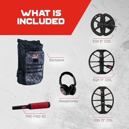 Image of MINELAB Equinox 900 Bundle, Includes Metal Detector, EQX 15 Coil, PRO-FIND 40 Pinpointer, and Backpack