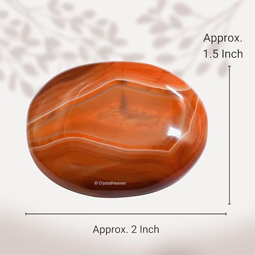 Image of Certified Carnelian Crystal Palm Pebbles Stones for Anxiety Stress Relief Massage - AAA Grade Original Healing Gemstone Agate Palm Stone for Yoga Meditation Spiritual Reiki Feng Shui