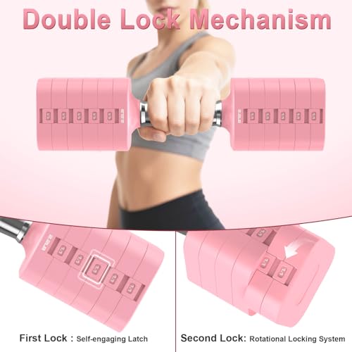 Image of Hezeyferg 30.8LB Adjustable Dumbbell Set, Hand Weights Set for Home Gym | Each Adjustable Weight Dumbbell with 6 Levels 4.4 /6.6 /8.8 /11 /13.2 /15.4lb, for Women /Men Full Body Workout