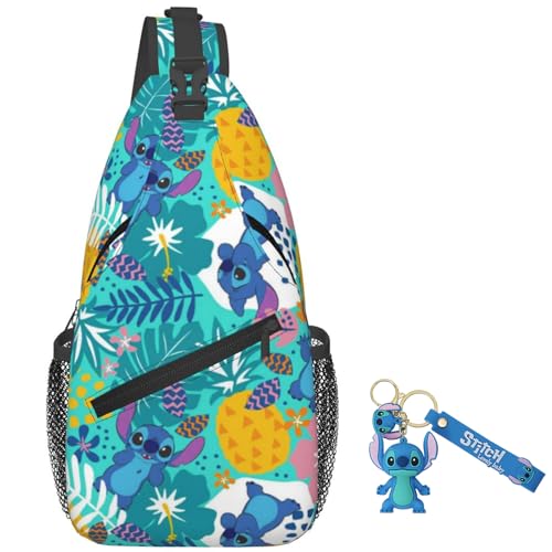 Crossbody Bags for Men, Cartoon Sling Bag, Cute Casual Chest Bags, Adjustable Strap Travel Shoulder Bag for Running Work and Outdoors