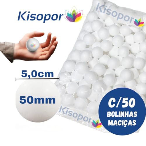 Bola de Isopor 50mm maciça com 50 unidades Kisopor