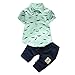 Produktbild Kinderbekleidung Krabbelhosen Bekeleideung Sommer Kleidung Neugeborene T-Shirt Tops Hosen Outfits Boy Kinder Jungen Tops Hosen 2pcs Bekleidungssets LMMVP (6 Monate-24Monate) (Grün, 70CM (6Monate))