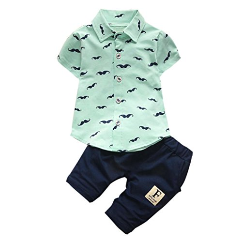 Preisvergleich Produktbild Kinderbekleidung Krabbelhosen Bekeleideung Sommer Kleidung Neugeborene T-Shirt Tops Hosen Outfits Boy Kinder Jungen Tops Hosen 2pcs Bekleidungssets LMMVP (6 Monate-24Monate) (Grün, 70CM (6Monate))