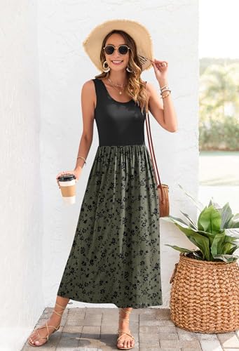 Image of WNEEDU Women's Summer Maxi Dress Casual Sleeveless Sundress