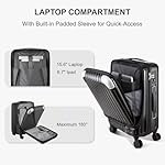 LEVEL8 Grace Carry on Luggage, 20 Inch Hard Shell Suitcases with Spinner Wheels, Abs+Pc Hard Case Luggages with Tsa Lock, Black - Image 4