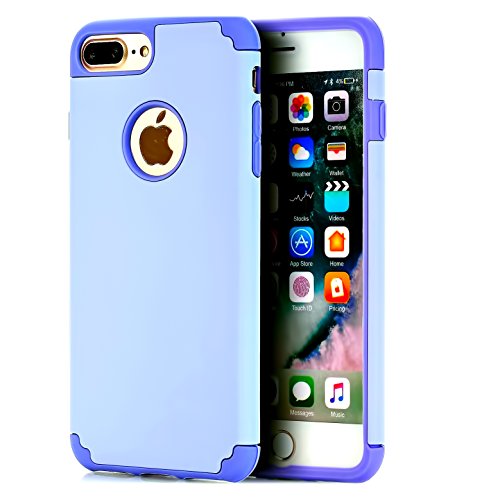 CaseHQ light-Purple Extreme Heavy Duty case for iPhone 7 Plus,iPhone 8 Plus, Protective Case soft rubber TPU PC Bumper Anti-Scratch Shockproof Rugged Protection Cover for apple iPhone 7/8 Plus phone