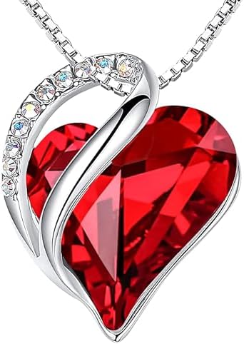 LEAFAEL Heart Necklaces for Women, Birthstone Crystal Collection