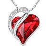 Leafael Necklaces for Women, Infinity Love Heart Pendant with Birthstone Crystals, Jewelry Gifts for Wife, Silver Plated 18 + 2 inch Chain, Birthday or Chrismas Holiday Gift for Her, Mom, & Sister