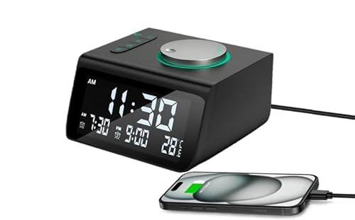 Radio Alarm clock for bedside/bedroom with phone USB charging, mains and battery powered