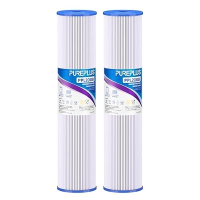 PUREPLUS 5 Micron 20" x 4.5" Whole House Pleated Sediment Filter for Well Water, Replacement Cartridge for ECP20-20BB, AP810-2, SPC-45-2020, R30-20BB, HDC3001, ECP5-20BB, 2Pack