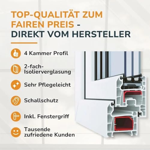 Kellerfenster aus Kunststoff in Weiß, BxH: 60 x 40 cm, 2-fach Verglasung