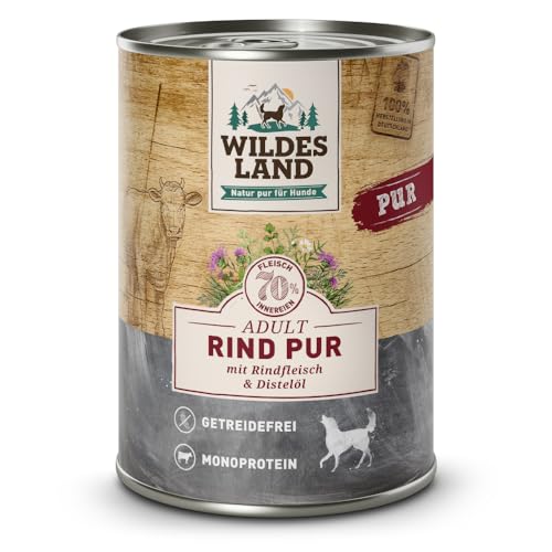 CRAVE Premium Pastete mit Lachs & Truthahn für Hunde – Getreidefreies Adult Nassfutter mit hohem Proteingehalt – Dosen 6 x 400 g 4 Wildes Land - Nassfutter für Hunde - Rind PUR - 6 x 400 g - mit Distelöl - Getreidefrei - Extra hoher Fleischanteil von 70% - Beste Akzeptanz und Verträglichkeit
