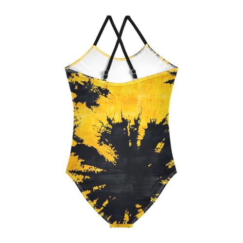 senya Girls Swimsuits Yellow-Black Tie-dye One-Piece Swimwear Quick Dry Girls Bathing Suits for 3 Years Old2