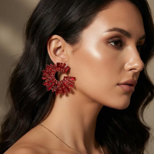 Image of Young & Forever Gift Fashion Jewellery Gold and Silver Plated Cubic Zirconia Diamond Hoop Earrings Sparkling Hypoallergenic Hoops Earrings for Women & Girls