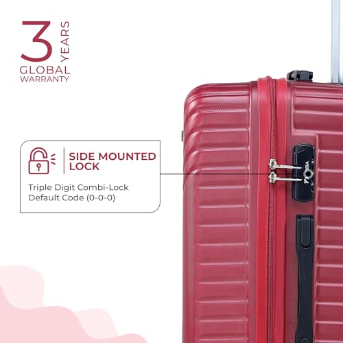 Image of ACEPACK GLX Family Set of 3 (Small Cabin + Medium Check-in + Large Check-in) Combo Red Hard Sided Luggage Trolley Bag for Travel Suitcase with 8 Spinner Wheels