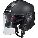 Gewicht: 1.300 g (+/- 50 g) Nexo Jethelm Motorradhelm Helm Motorrad Mopedhelm Jethelm Travel 2.0 mattschwarz M, Unisex, Chopper/Cruiser, Ganzjährig, Thermoplast, matt schwarz