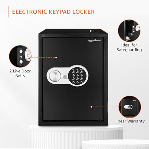 Image of Amazon Basics Digital Safe With Electronic Keypad Locker For Home, Gross Capacity - 58L (Net - 51L), Black