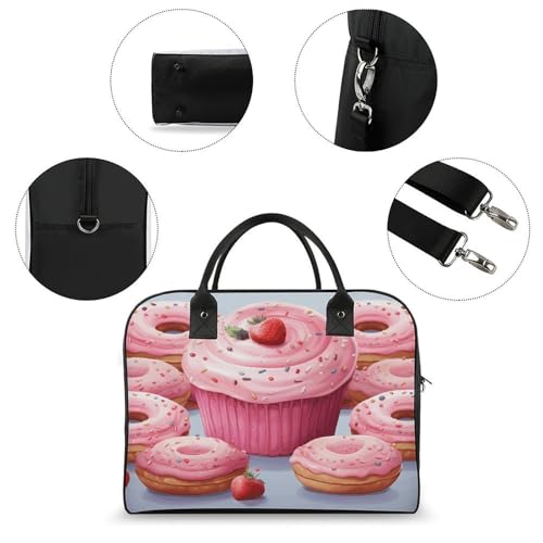 Bolsa rosa para portátil con diseño de dona y cupcake miniatura 6