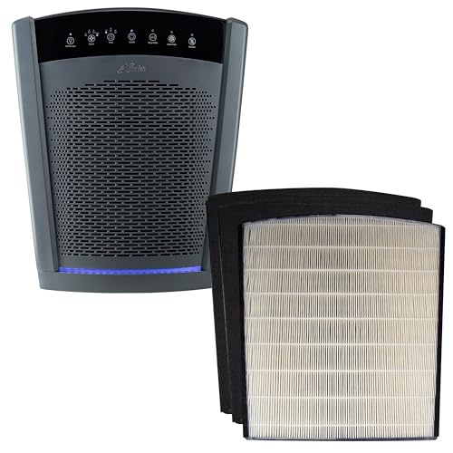 Hunter HP800 Multi-Room Whole Home Console Air Purifier Value Pack with True HEPA Filter, Energy Star Certification, Multiple Fan Speeds, Soft Touch Digital Control Panel, Sleep Mode - Graphite