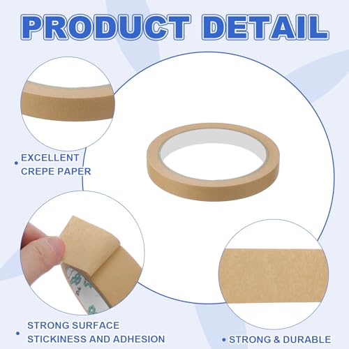 Image of MECCANIXITY Masking Tape 0.5 Inch x 21 Yard Painter's Tape Brown Paint Tapes for DIY Crafts Arts Drawing Decoration Labeling Car Painting Artist Teachers, Pack of 6