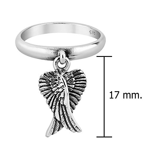 Mythical Heart Shape Angel Wing .925 Sterling Silver Dangle Ring4