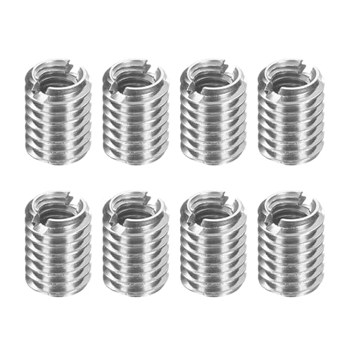 uxcell 8Pcs Threaded Insert, Stainless Steel M4-0.7 Female to M6-1 Male Repair Nut 8mm Long Thread Adapters Sleeve Reducing Nut Thread Repair Screw for Hardwoods Softwoods