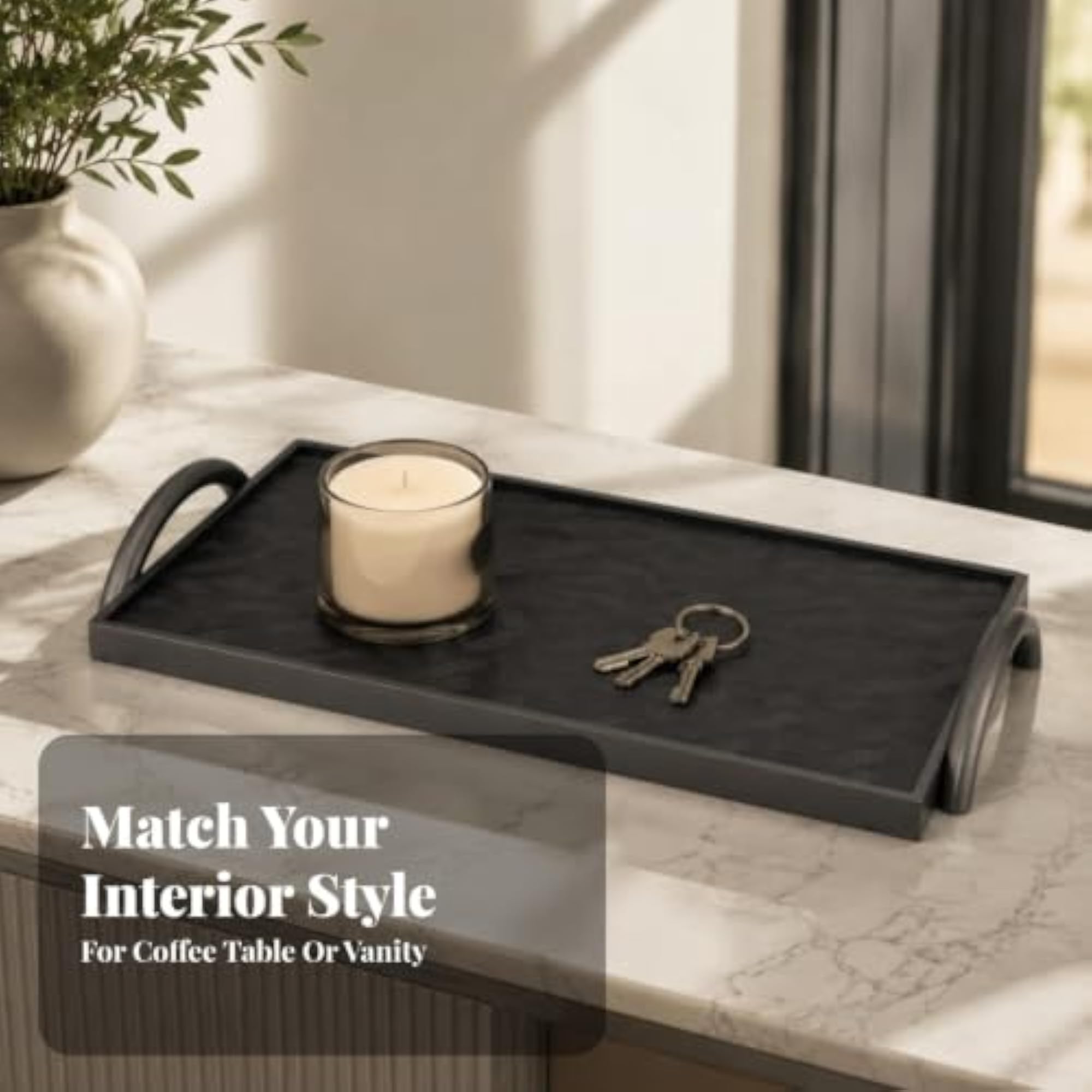 Textured Rectangle Metal Decorative Tray, Multi-Purpose