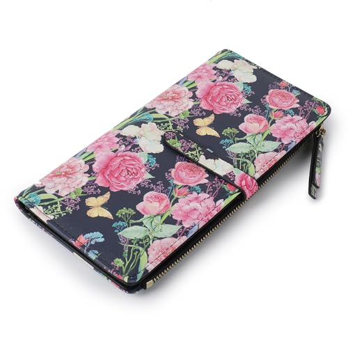 XSDTYYLQ Bifold Women's Wallets,Slim Credit Card Wallet With Zipper Coin Pocket & ID Window,Ladies Wallets for Cash & Cards Organization(Flower)