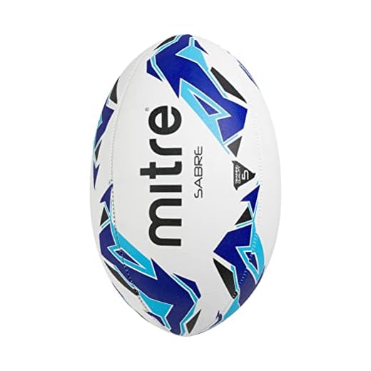 Mitre Mini Rugby träningsboll Sabre, vit/blå/cyan, 5, BB1157
