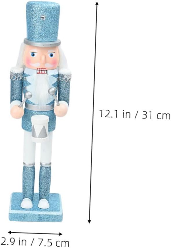 YARNOW 2pcs Wooden Christmas Nutcracker Soldiers Ornaments Blue Drummer Snowflake Figures Festive Nutcracker Decorations for Indoor Holiday Party Table
