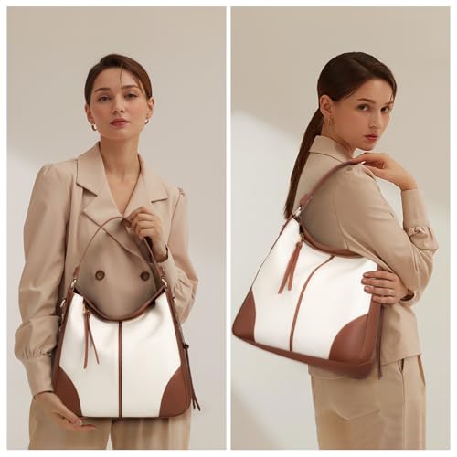 Image of Realer Hobo Crossbody Bags for Women Designer Faux Leather Hobo Handbags Retro Large Size Shoulder Bag Bucket Purse