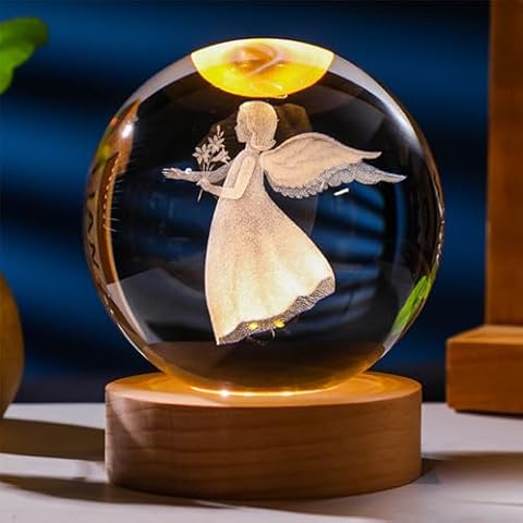 SHCHME 3D Angel Crystal Ball Night Light Cover