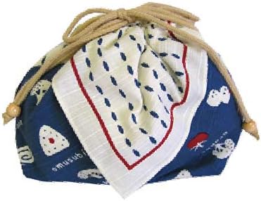 京都あさひ屋 Japanese Furoshiki Cute Handkerchief & Bento Kinchaku Bag Cotton Fabric Wrapping Cloth Handmade In Kyoto Gifts Souvenir (25x15x8.5cm, obento grey) image 4