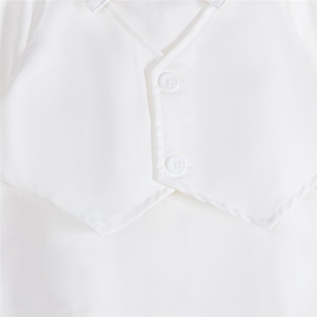 Dressy Daisy Baby Boy Baptism Christening Outfit White Jumpsuit Romper & Beret Hat for Infant Toddler Kids Bautizo Size 6M-3T