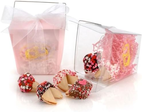 Romantic Fortune Cookies in Clear Take Out Pail