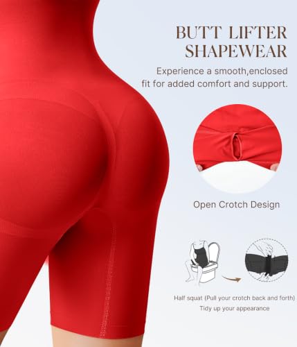 Image of BRABIC Waist Trainer Bodysuit for Women Tummy Control Shapewear Round Neck Seamless Butt Lifter Full Body Shaper