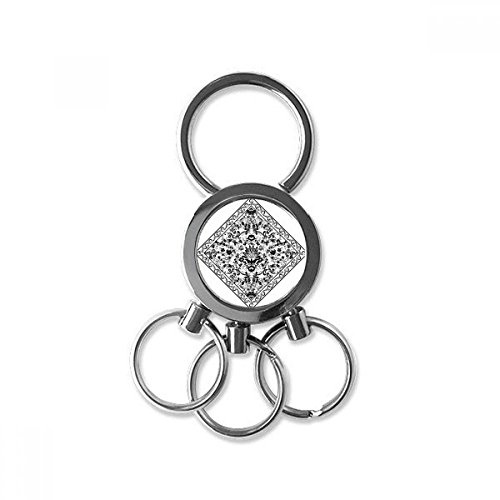 Llavero de metal resistente estilo barroco y diseño cuadrado de flores paralelas