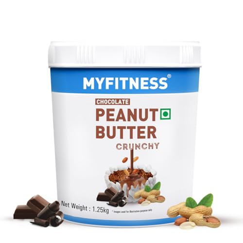 MYFITNESS Peanut Butter Chocolate Spread Crunchy 1.25kg | 23g Protein & 9g Fiber | Tasty & Healthy Nut Butter Spread for Breakfast & Snacks | Cholesterol Free | Zero Trans Fat | Crunchy Peanut Butter
