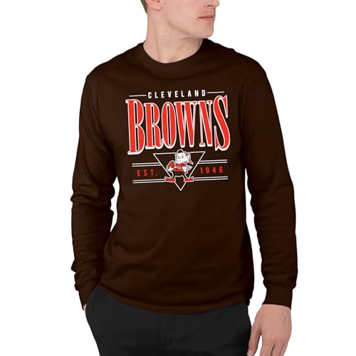 Cleveland Browns NFL Established Retro - Officially Licensed Adult Long Sleeve Fan Tee for Men and Women