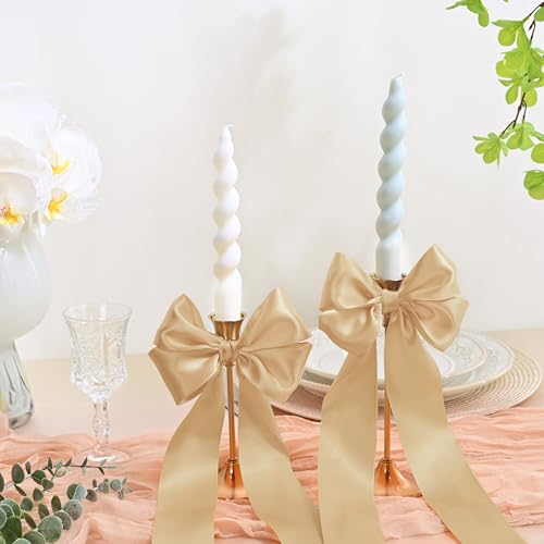 Image of Double Face Gold Satin Ribbon 2 inch X 25 Yards Polyester Gold Ribbon for Gift Wrapping Very Suitable for Weddings Party Hair Bow Invitation Decorations and More