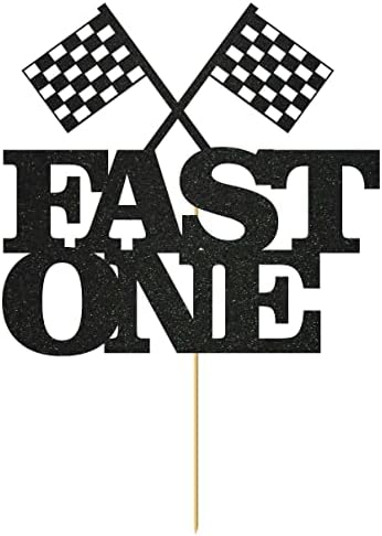Fast one cake topper (Black), One cake topper, first birthday cake topper