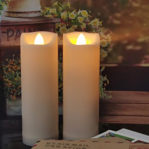 Image of 2 inchx 6 inch LED Flameless Candles with Timer Battery Operated Outdoor LED Lights Fake Flickering Waterproof Candles for Home Decorations Garden Decor Wedding Party Christmas Party Set of 2