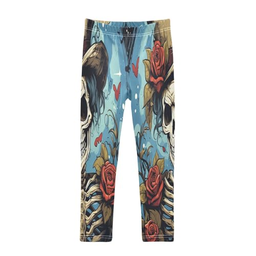 Toddler Girls Leggings Printed Yoga Pants Leggings Rose Skull Head for Kids
