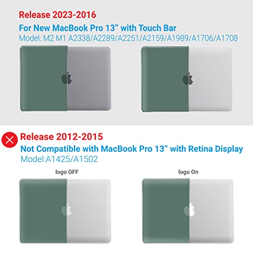 Ibenzer Compatible With 2023 2022 M2 Macbook Pro 13 Inch Case 2021-2016 M1 A2338 A2289 A2251 A2159 A1989 A1706 A1708, Hard Shell Case & Keyboard Cover For Mac Pro 13, Midnight Green, T13Mtgn+1A #TOP3