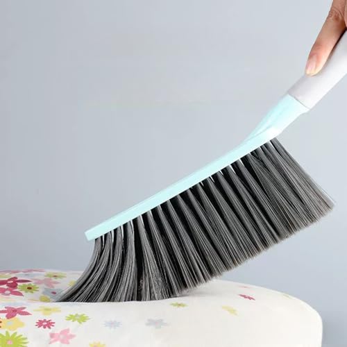 Image of Hand Broom with Long Handle, Soft Bristle Cleaning Brush, Multi-Purpose Duster for Bed, Car, Sofa, Furniture, Clothes, Carpet (Blue)