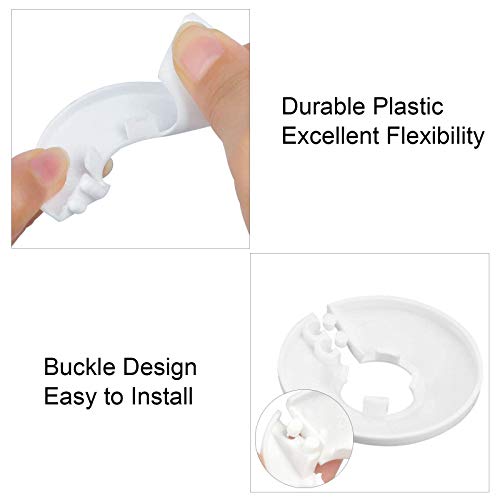 FOGAWA 20 Stück Heizkörper Rohrabdeckungen Heizkörperrosette Heizungsrohr Abdeckung Rohrschellen Kunststoff Einzel Rosetten Rohrmanschette Abdeckrosette für 15 mm Durchmesser Rohr (Weiß)