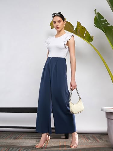 Image of SASSAFRAS Women's Relaxed Wide-Leg Pants - Modern Chic, Comfortable Everyday Outfit for Women